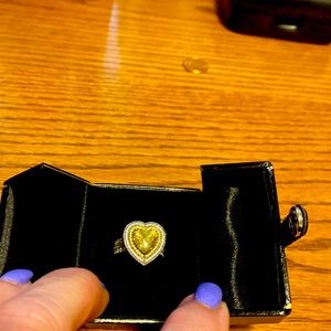 Diamonique silver canary stone ring